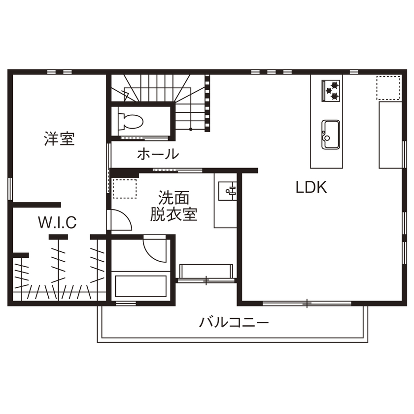 クレバリーホーム立川店／デザイノ 【2500万円～2999万円／インナーガレージ／間取図有】充実のガレージ×癒しの空間。「好き」を詰め込んだ家の間取り図（2LDK＋ガレージ）2階