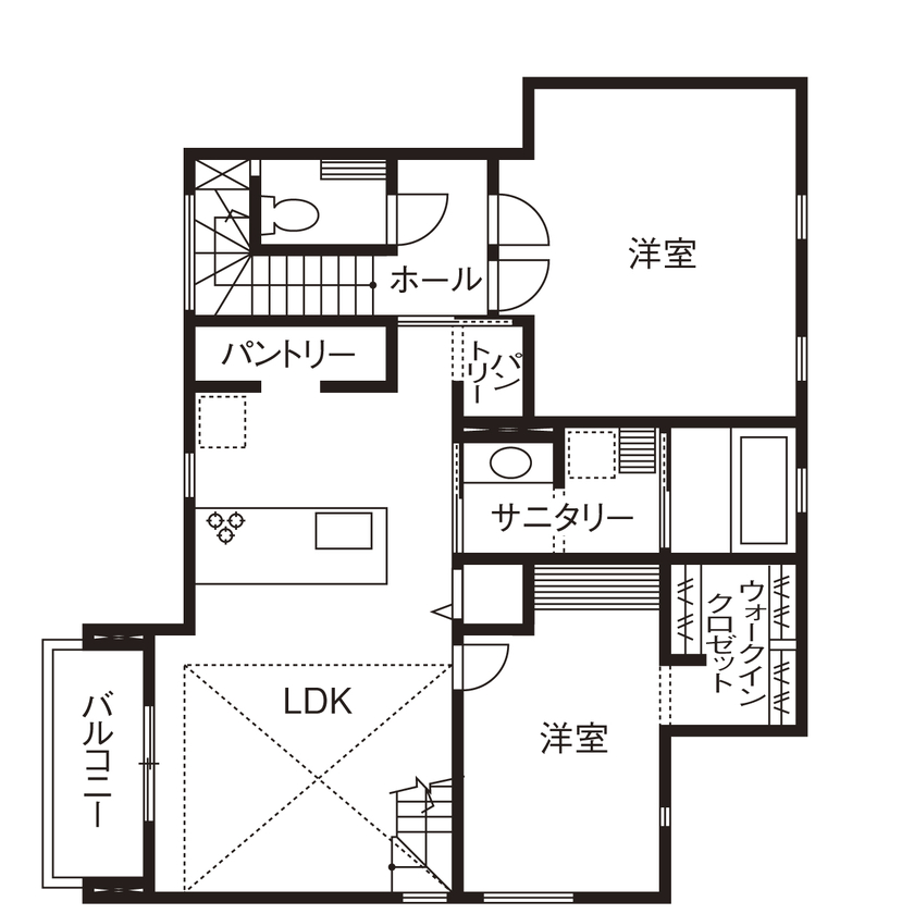 クレバリーホーム立川店／デザイノ 【3500万円～3999万円／防音室／間取図有】音楽一家ならではの音楽室が魅力！完全分離型の二世帯住宅の間取り図（4LLDDKK＋音楽室）2階