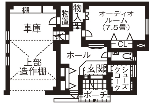 住まいのクワザワ 狭小地を活かした3階建て　総タイル、明るい家に大満足（夫婦＋子ども3人）の間取り図（6LDK）1階