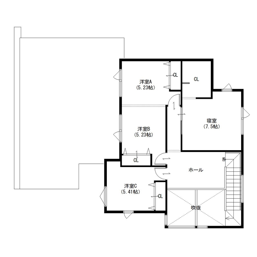 住まいのクワザワ 子どもの頃から思い描いた理想の家。高い美意識で居住性と機能性を両立。の間取り図（4LDK+車庫）2階