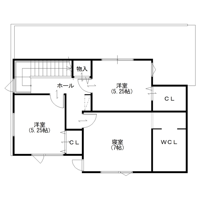 住まいのクワザワ 【アイランドキッチン/ウッドデッキ/子育て】隅々にまで感じられるこだわり思い描いていた暮らしを満喫の間取り図（3LDK）2階