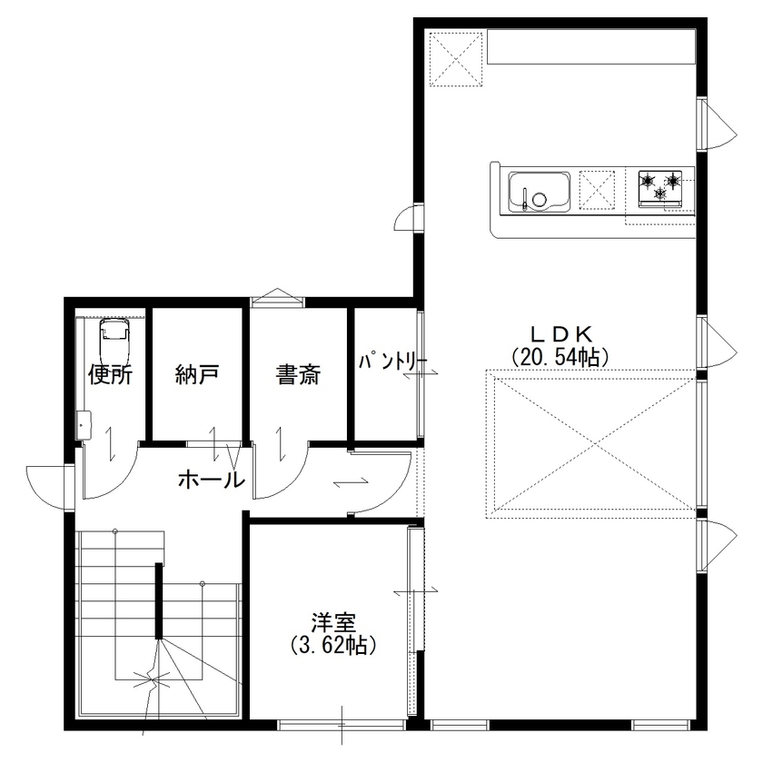 住まいのクワザワ 【3階建て/音楽室/防音/書斎】心おきなく趣味の音楽を楽しめる家に  理想と憧れを実現した3階建ての住まいの間取り図（5K以上）2階