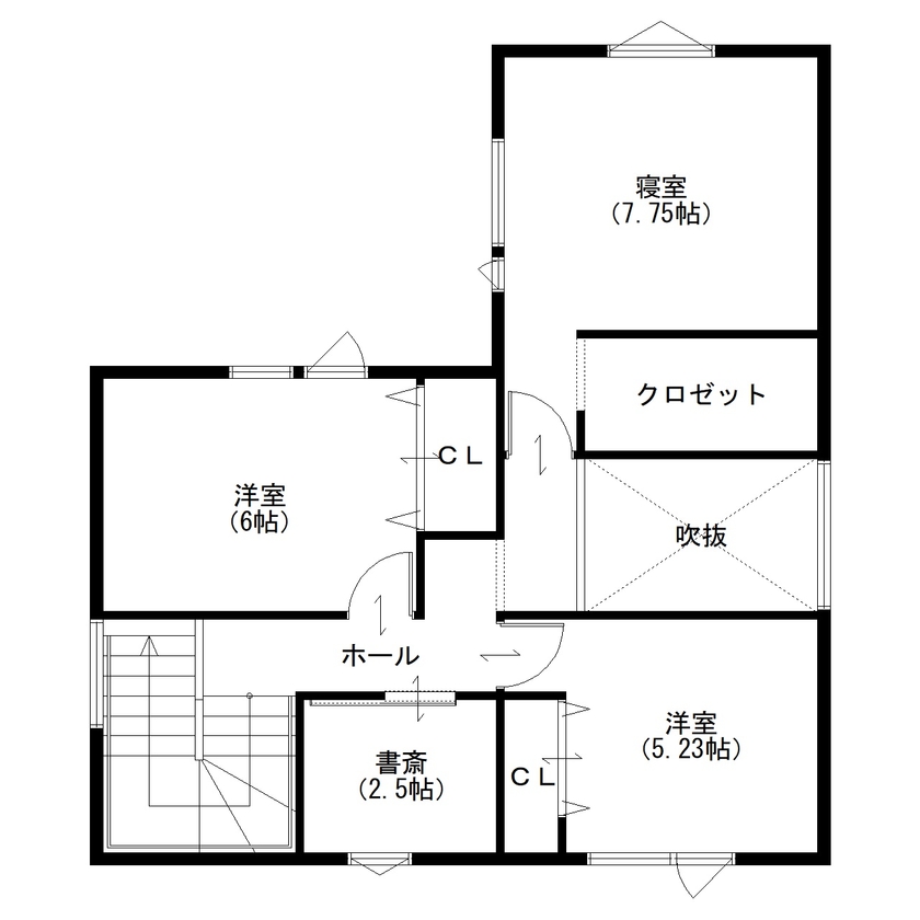 住まいのクワザワ 【3階建て/音楽室/防音/書斎】心おきなく趣味の音楽を楽しめる家に  理想と憧れを実現した3階建ての住まいの間取り図（5K以上）3階