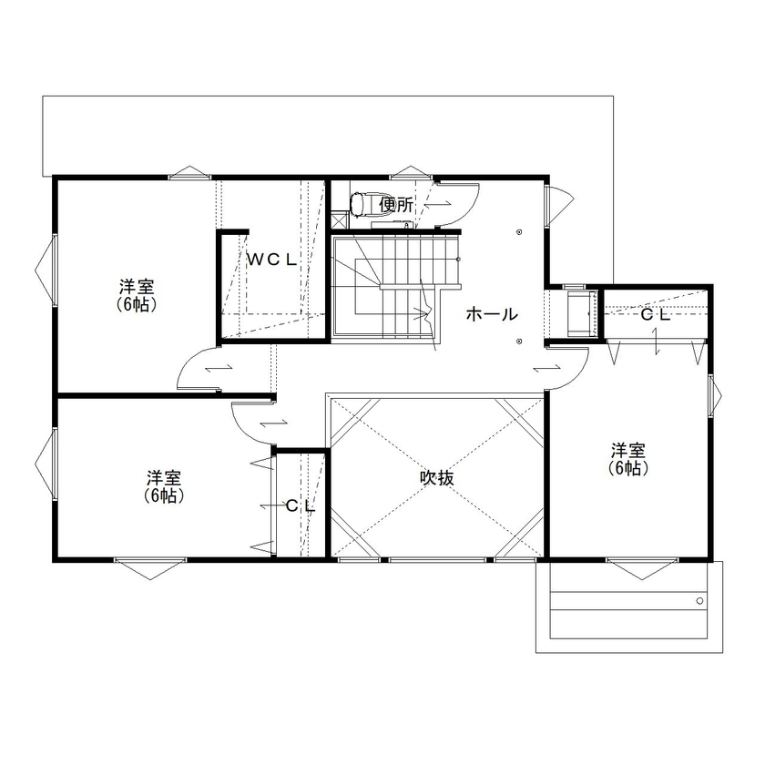 住まいのクワザワ 【床暖房/吹抜け/ペットと暮らす】家族の誰もが快適に、のびのび暮らせるマイホームの魅力の間取り図（4LDK）2階