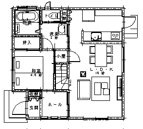 雅建設 【1000万円台後半／二世帯住宅／間取り図あり】小国杉の温もりあふれるリビングに、家族が集う家の間取り図（3LDK）1階