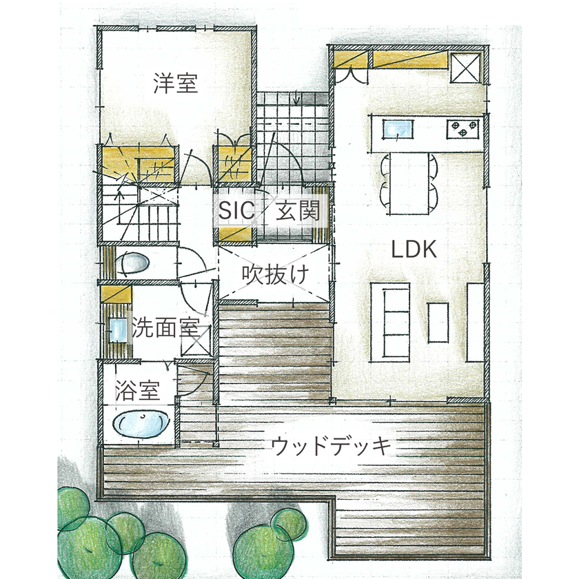 AREX/アーレックス 【2000万円台/絶景xリゾートハウス/30坪台/間取り図】家のどこにいても壮大な眺望を望めるデザイナーズ住宅の間取り図（4LDK）1階