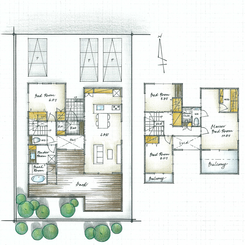 AREX/アーレックス 【2000万円台/絶景xリゾートハウス/30坪台/間取り図】家のどこにいても壮大な眺望を望めるデザイナーズ住宅の間取り図（4LDK）敷地図