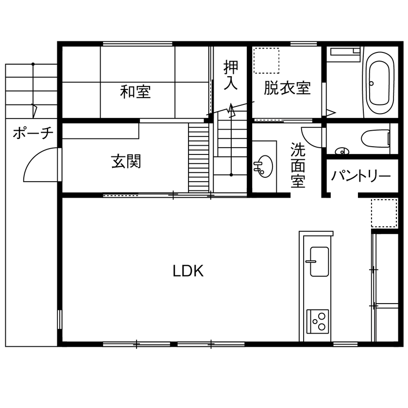 ORIBE 【可児市/2000万円台/間取り図有】選んで足して、簡単にセンスよく。北欧デザインのセミオーダー住宅の間取り図（3LDK＋WIC）1階