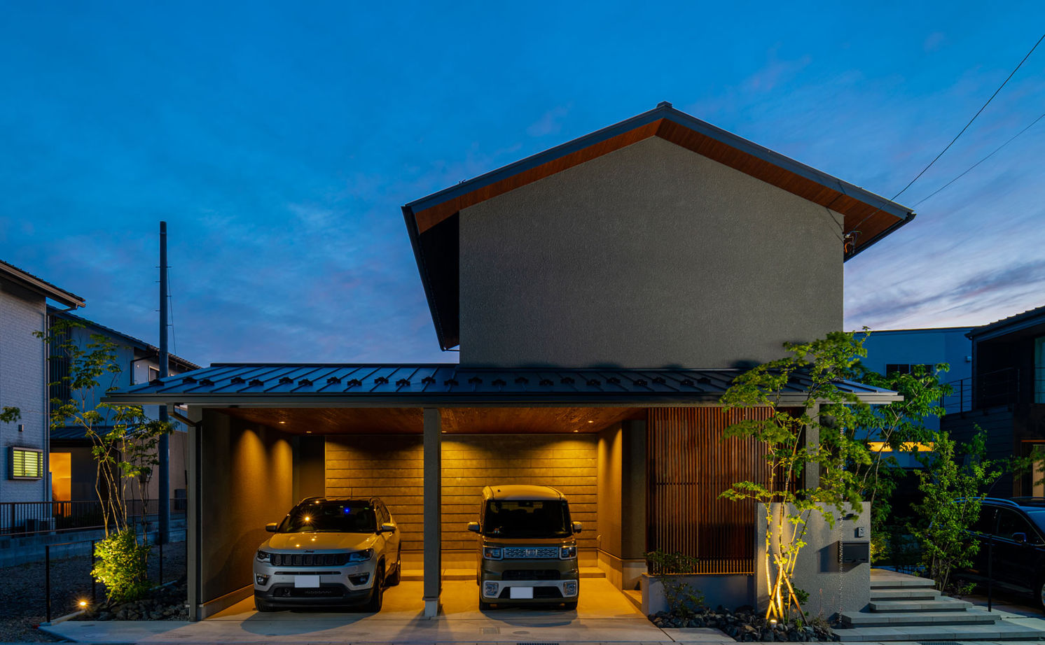 グランハウス 一級建築士事務所 【2000万円台/中庭/ビルトインガレージ/間取り図】和モダンの外観の中は隠れ家美術館の様にシンプルな家の建築実例画像15