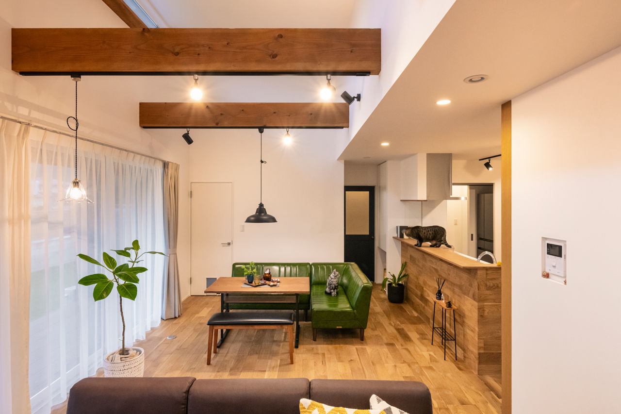 グランハウス 一級建築士事務所 【1000万円台/平屋/20坪台・コンパクト/2LDK/間取り図】愛猫が寛ぐナチュラル＆黒ガルバのかっこいい平屋の建築実例画像3