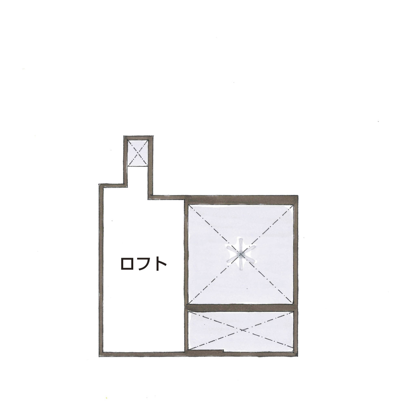 グランハウス 一級建築士事務所 【2000万円台/平屋住宅/間取り図】動線と素材感に感服！ドッグランとインナーテラス付の平屋ガレージハウスの間取り図（3LDK＋ガレージ）ロフト