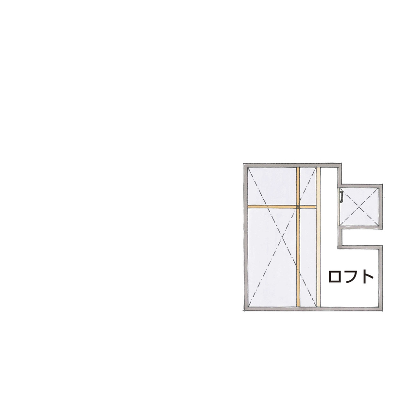 グランハウス 一級建築士事務所 【2000万円台/平屋/間取り図】北欧インテリアが映える和モダンな平屋。2棟を繋げたコの字で視線をそらすの間取り図（4LDK）ロフト