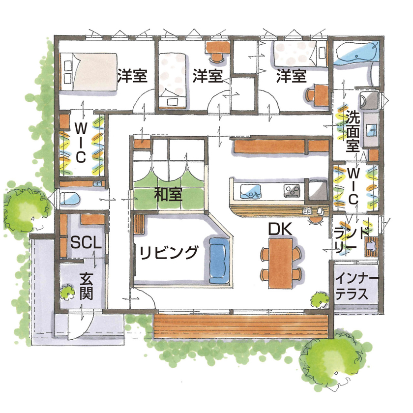 SUUMO】 【2000万円台/30坪台/平屋/間取り図】色と素材で北欧の空気感。「おしゃれにしたい」に設計士が応えた平屋 - グランハウス  一級建築士事務所 一宮オープンスタジオの建築実例詳細 | 注文住宅