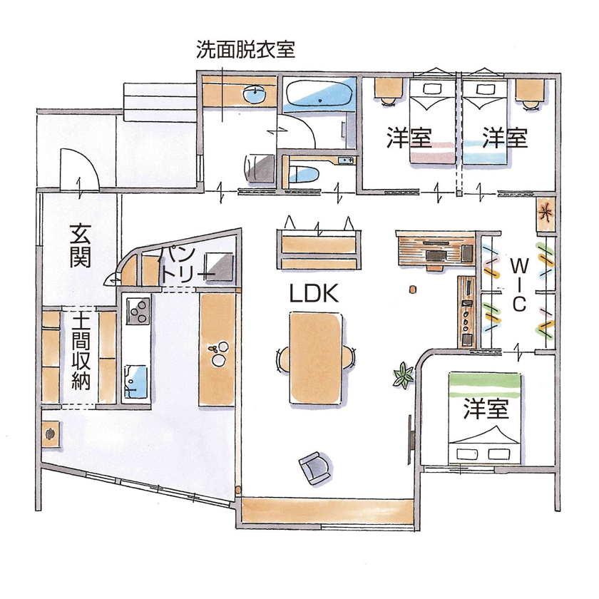 グランハウス 一級建築士事務所 【2000万円台/平屋/土間キッチン/30坪台/間取り図】芸術品を魅せる、ギャラリーカフェのような平屋の間取り図（3LDK）1階