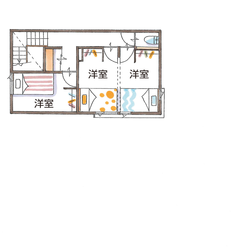 グランハウス 一級建築士事務所 【2000万円台/平屋風/中庭/30坪台/間取り図】陰影や動線に美意識が宿る、コの字の邸宅。視線の抜けも圧巻の間取り図（4LDK＋中庭）2階