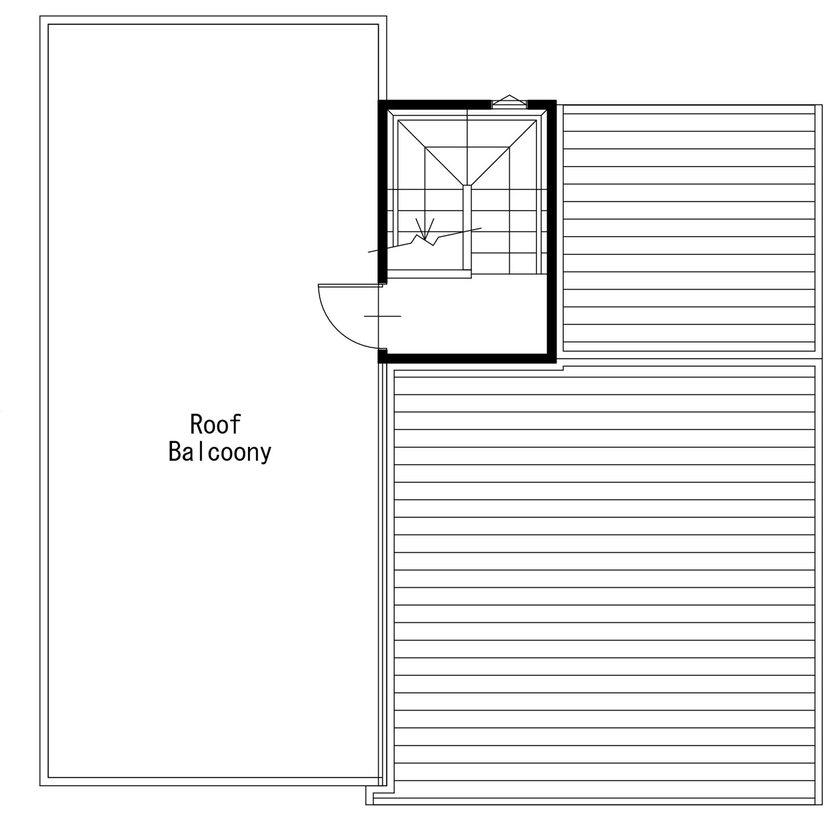 MD studio. 建築士とつくる家 【2階リビング/間取り図/変形地】高台の眺望を活かす窓とルーフバルコニーで、富士山と趣味を楽しむ暮らしの間取り図（3LDK＋書斎）PH階