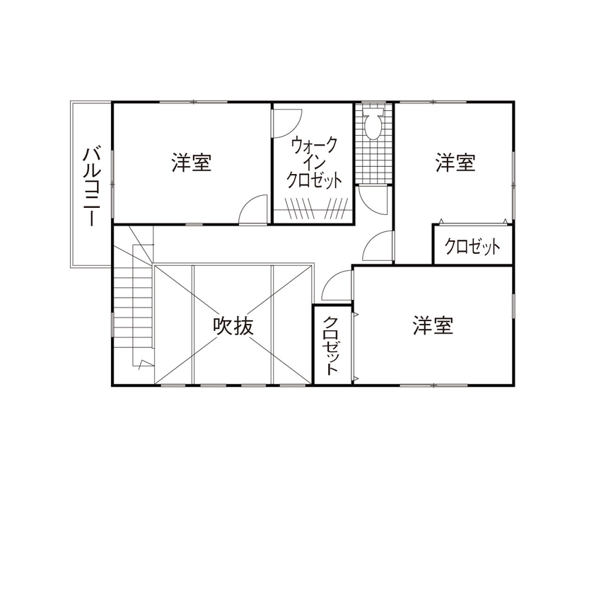  デザインハウス・エフ 【1000万円台/30坪台/間取り図】50年代のアメリカンが大好き！ジーンズとロカビリーが似合う西海岸ハウスの間取り図（3LDK）2階