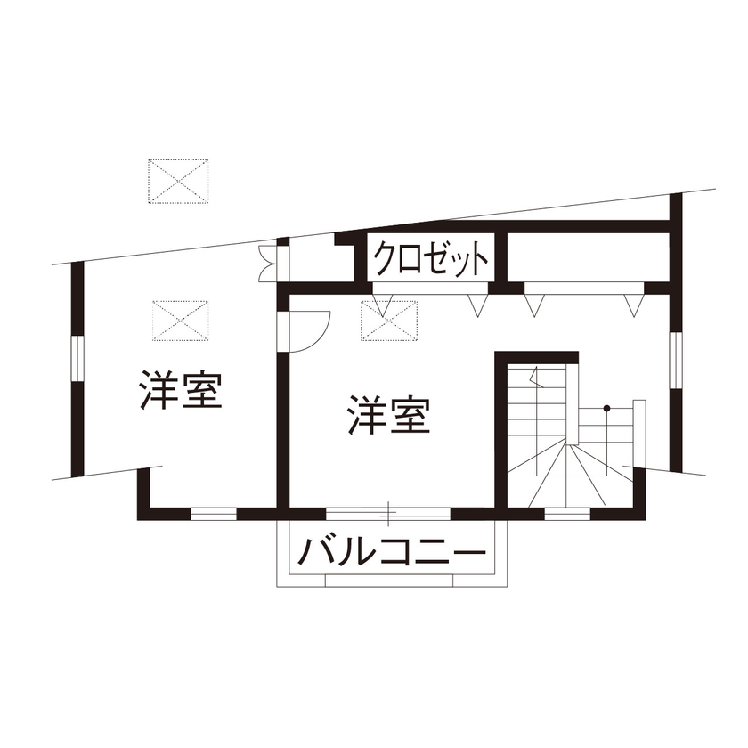  デザインハウス・エフ 【2000～2499万円・間取りあり】コロニアル様式の3階建てを21坪の狭小地にこだわりのオーダーメイドでの間取り図（3LDK）3階