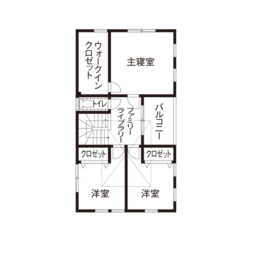  デザインハウス・エフ 【1500～1999万円・間取りあり】アメリカ映画のワンシーンみたい！風が気持ちいいカバードポーチのある家の間取り図（3LDK）2階