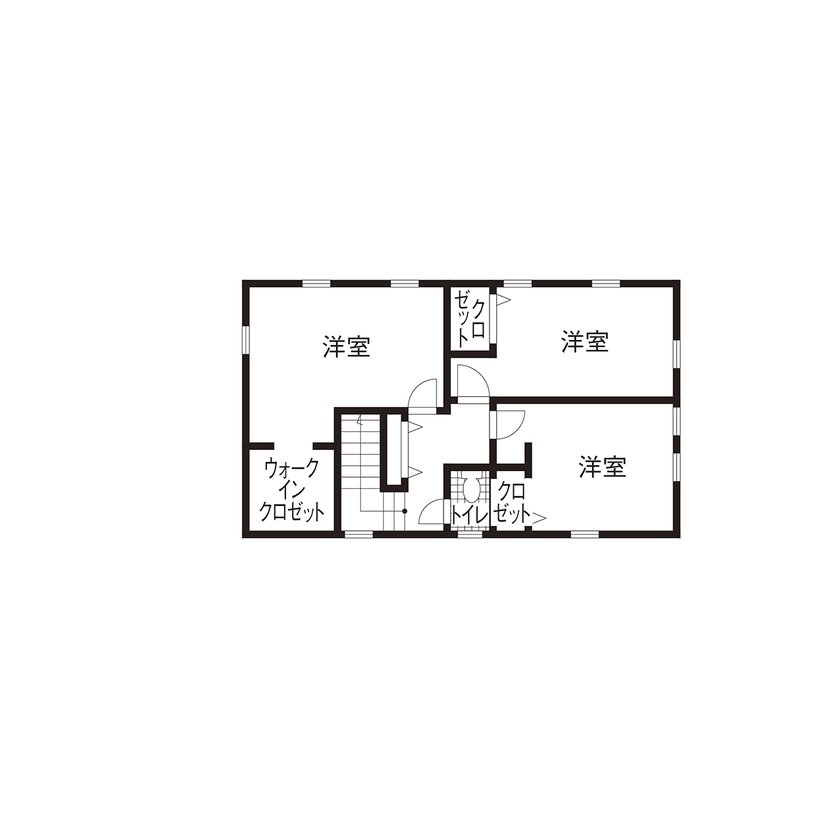  デザインハウス・エフ 【1500万～1999万円・間取りあり】無垢床にこだわり憧れを詰め込んだ、シンプルなアメリカンハウスを実現の間取り図（3LDK+ECL）2階