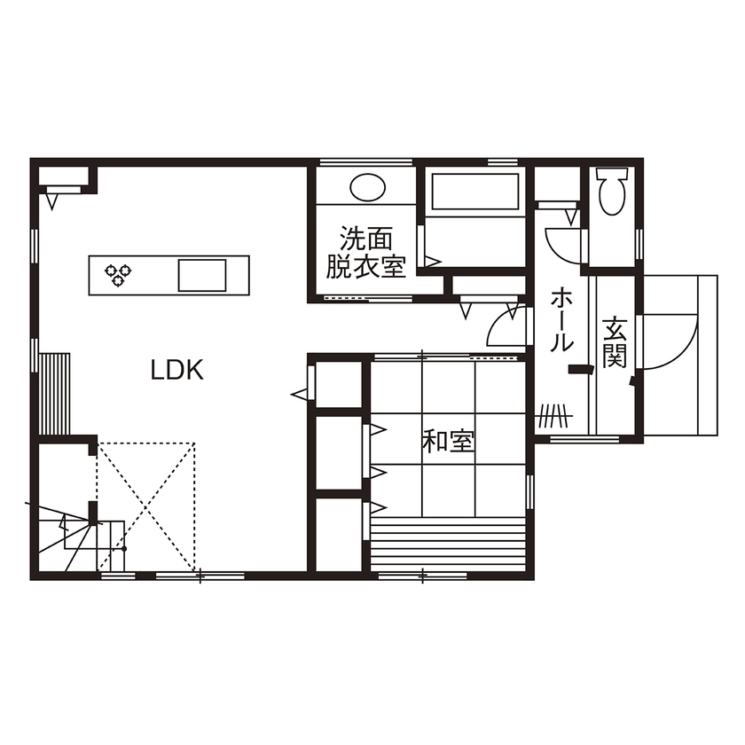  デザインハウス・エフ 【1000万円台/30坪台/間取り図/書斎/吹き抜け】「大好き」が沢山詰まった、おしゃれ可愛い北欧スタイルの家の間取り図（4LDK）1階