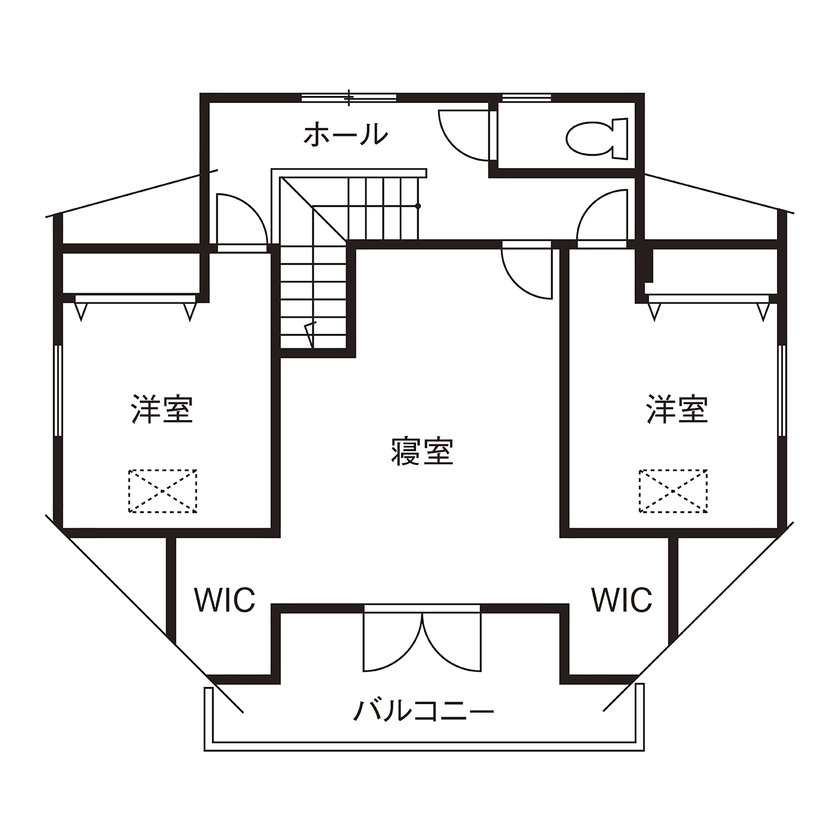  デザインハウス・エフ 【1500万～1999万円・間取りあり】三角屋根がお洒落な北欧スタイルの外観と、開放的なLDKを実現の間取り図（3LDK）2階