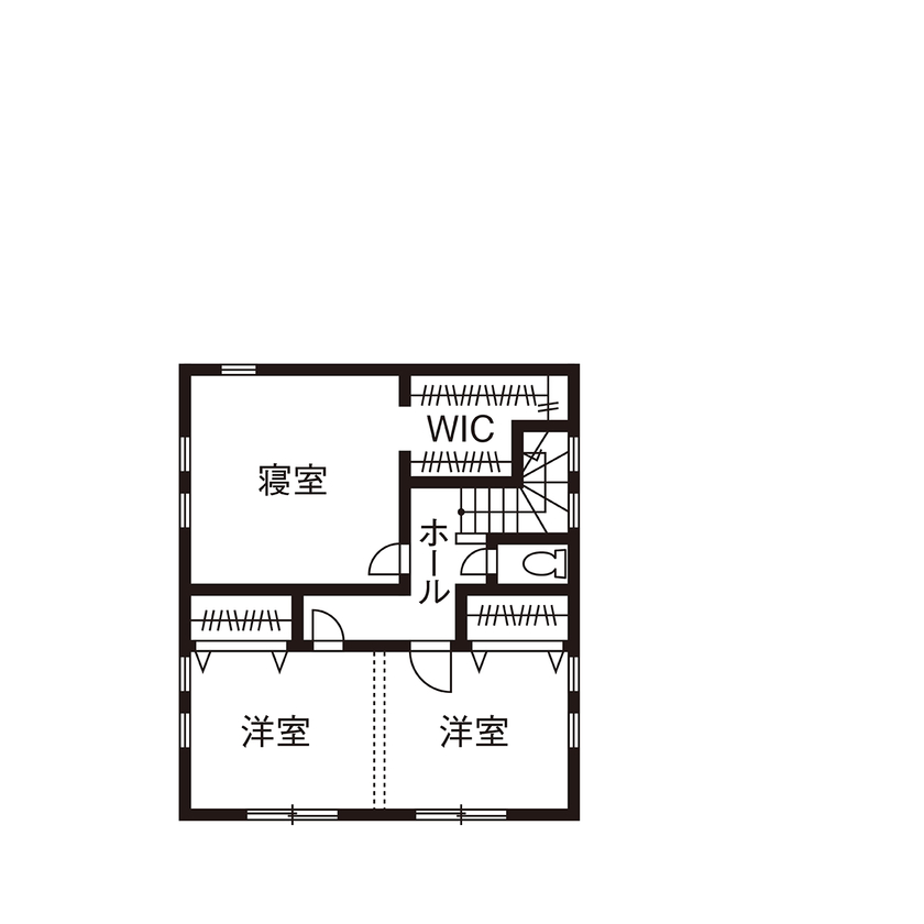  デザインハウス・エフ 【2000万円台/40坪台/ガレージ/間取り図】昔観た映画のような、ビルトインガレージ付きアメリカンハウスの間取り図（4LDK）2階
