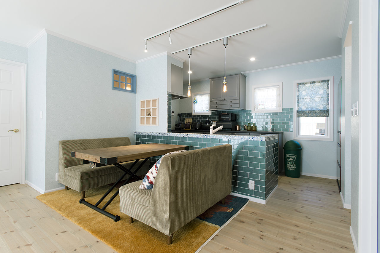  デザインハウス・エフ 【1000万円台/26坪/平屋/無垢材/間取り図有】ブルーの統一感が爽やかなアメリカンフラットハウスの建築実例画像4