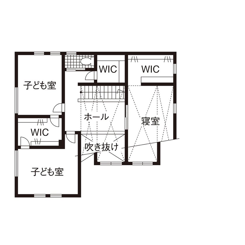  デザインハウス・エフ 【2000万円台/41坪台/無垢材/造作家具/間取り図有】白が映えるシンプルでお洒落なアメリカンスタイルの間取り図（4LDK）2階