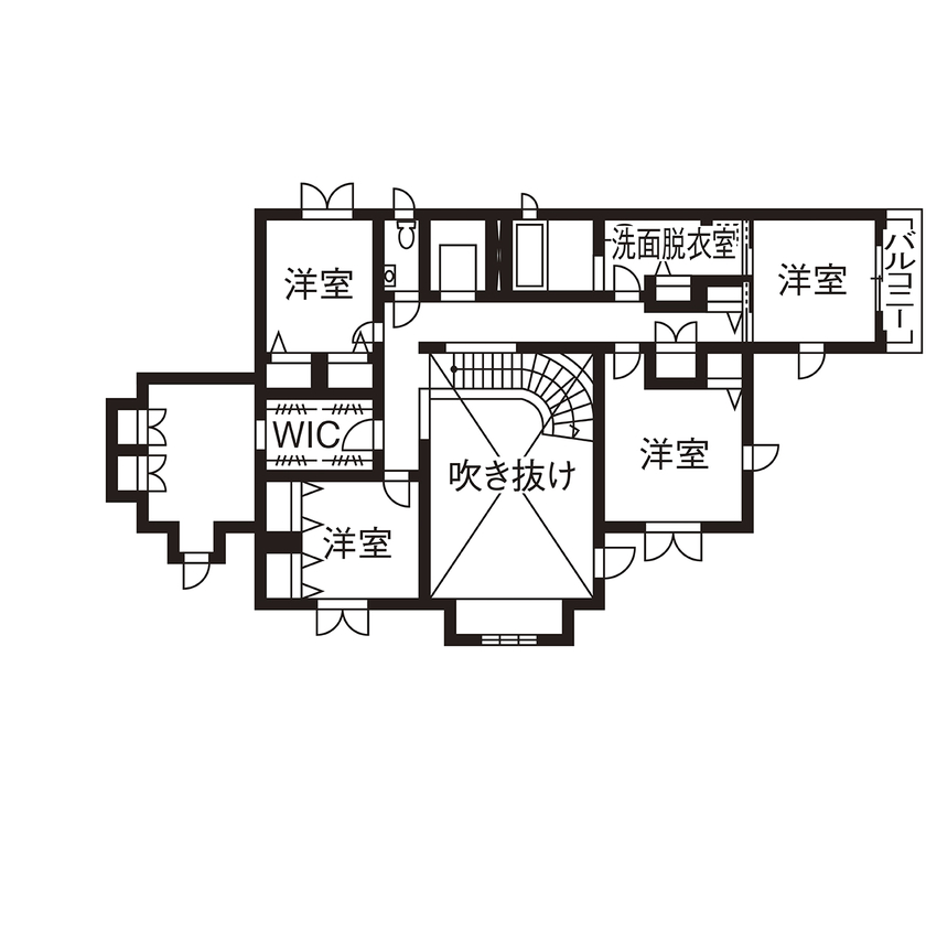 古川工務店 【5500万～5999万円・間取りあり】サーキュラー階段にコンサバトリー。エレガントな本格派輸入住宅を実現の間取り図（4LDK）2階