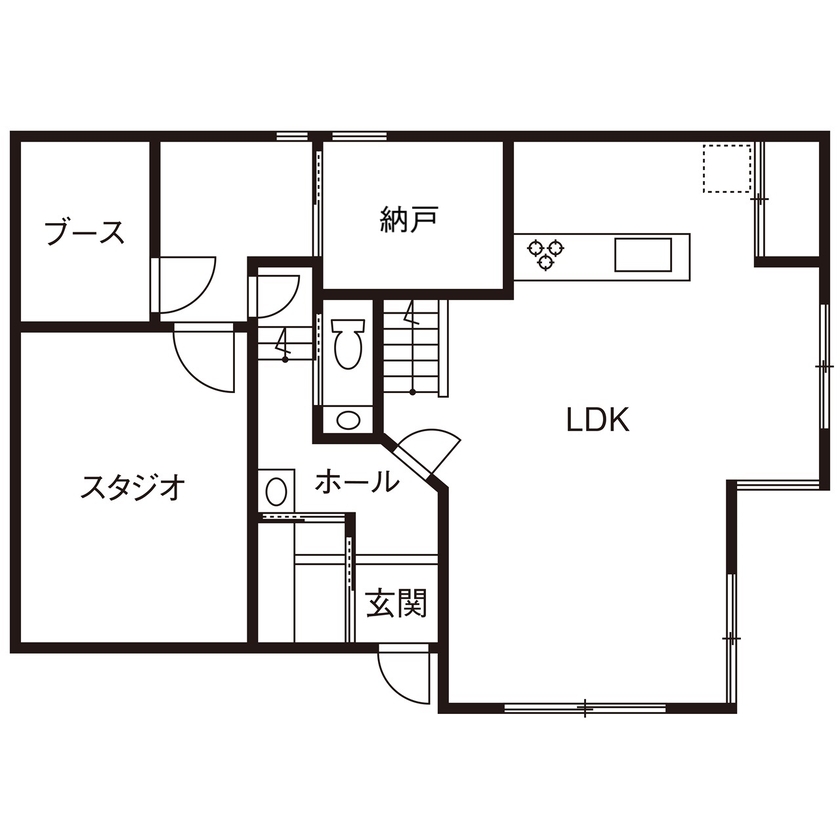 アゼリアホーム｜賃貸併用・設計・管理 【川崎市/変形地/防音室】本格的なスタジオを備えた、ホテルライクな住まいの間取り図（3LDK＋S＋スタジオ）1階