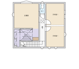 悠悠ホーム 【2000万円～2500万円で建てた家】日本家屋を参考に自分達らしい「和モダン」 来客に重宝する土間のある家の間取り図（3LDK）2階