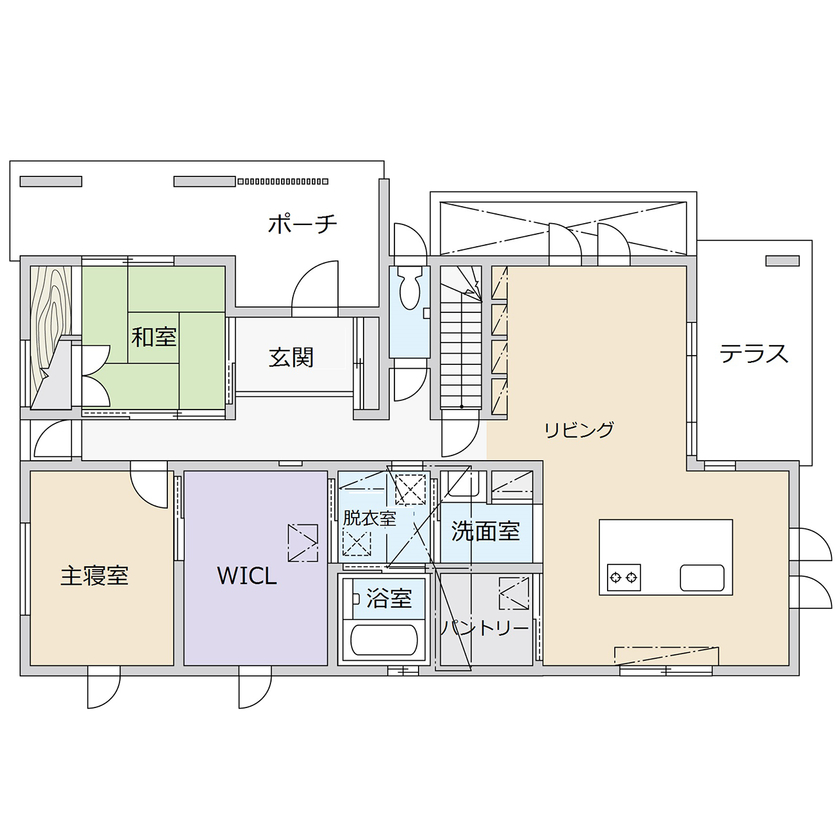 悠悠ホーム 【2500万円～2999万円で建てた家】平屋住宅なのに地下室あり!?新しい家族のために選んだ「健やかな暮らし」の間取り図（3LDK）1階