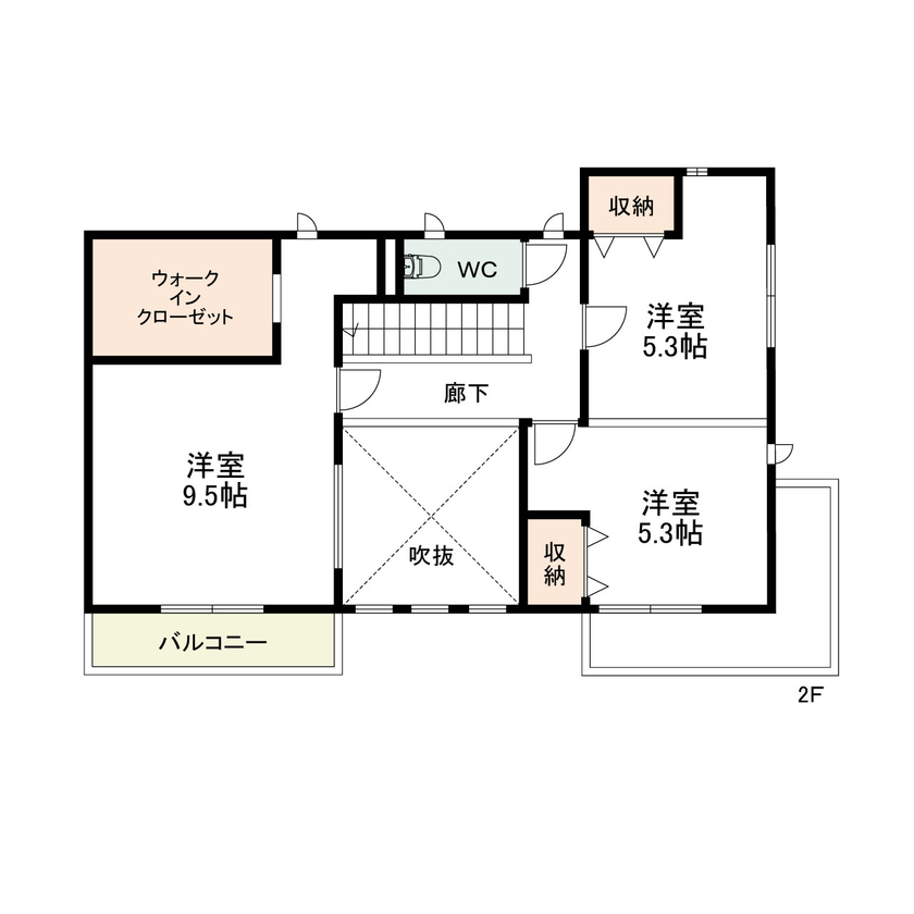 悠悠ホーム 【2,410万円×34坪】リゾートホテル風内観+タイルテラスが非日常を演出する家の間取り図（4LDK）2階