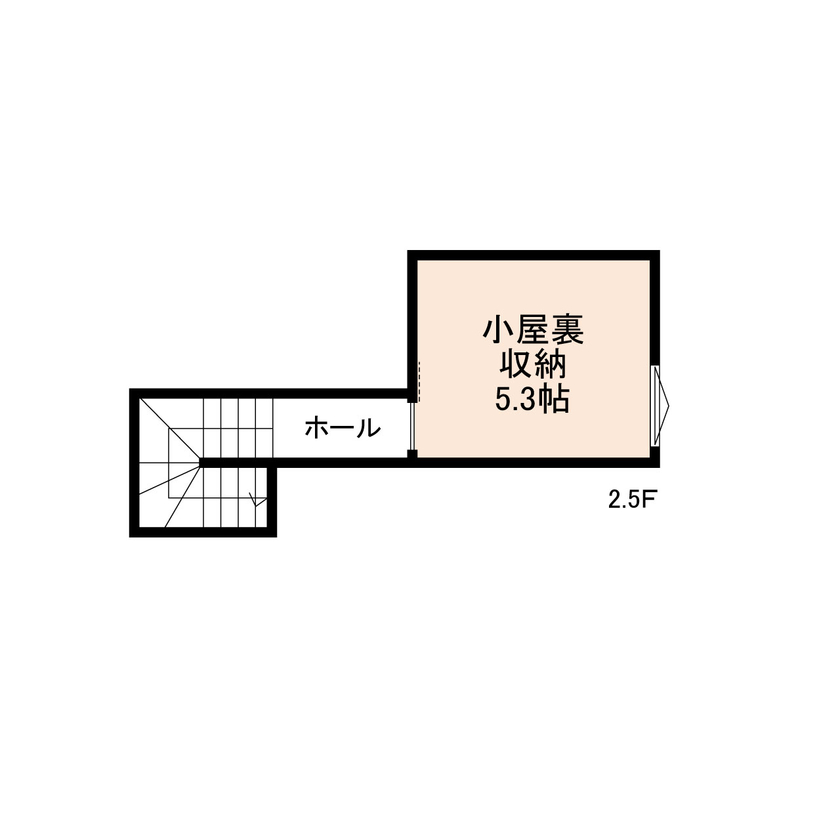 悠悠ホーム 【3,420万円×46坪】家族5人が健康に暮らす、ロフト付きブラック外壁の家の間取り図（5K以上）2階小屋裏