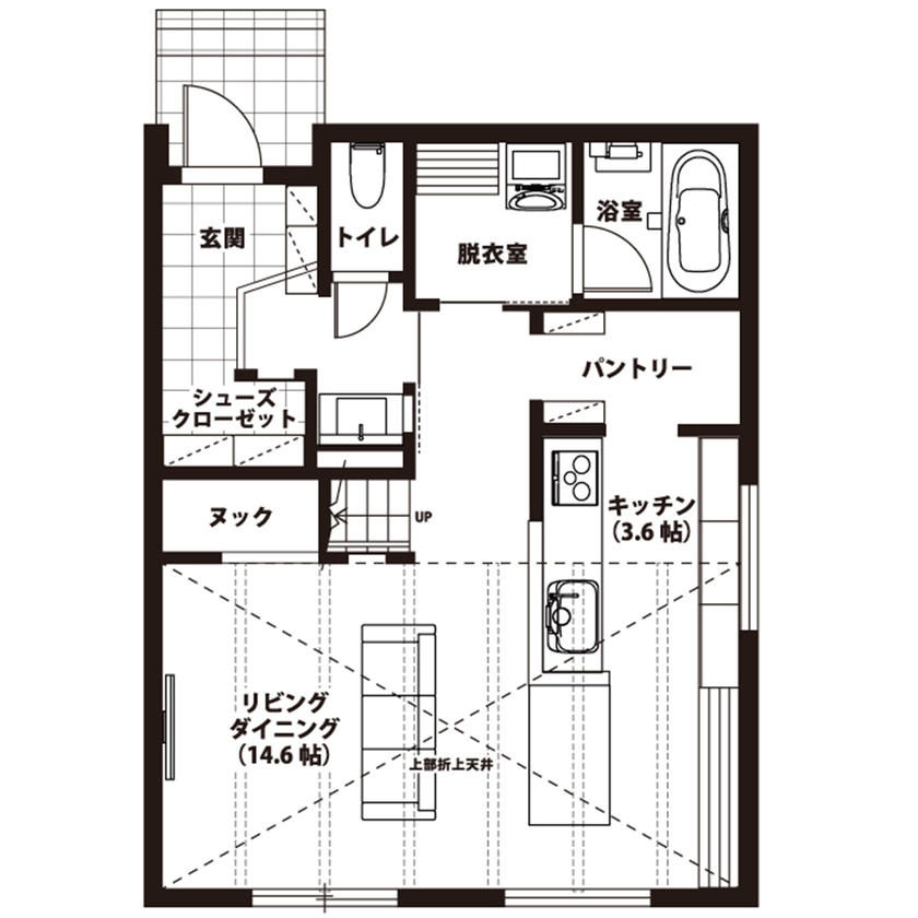 悠悠ホーム 【2500万円～2599万円で建てた家／約31坪／間取り図あり】気になる「お金」の話から始めた、20代の家づくりの間取り図（3LDK）1階