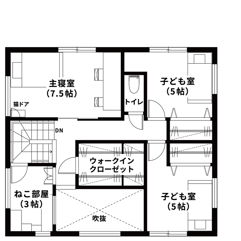 悠悠ホーム 【2500万円～2999万円で建てた家／約37坪／間取り図有】愛猫ファーストで、快適なおうち時間を叶えた住まいの間取り図（4LDK）2階