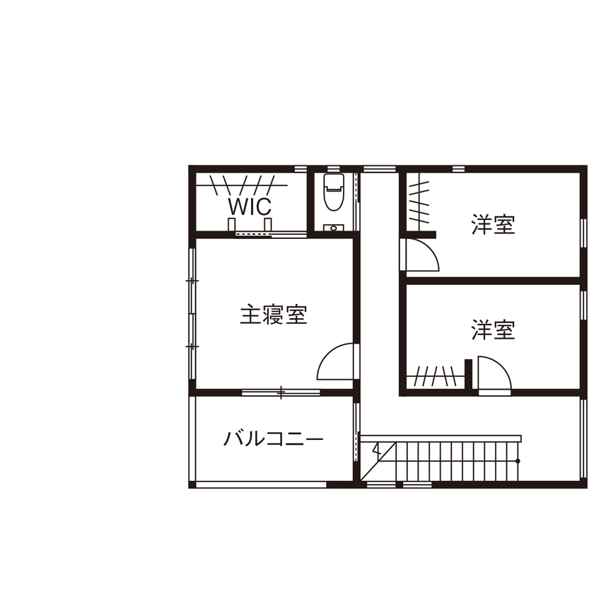 北条工務店一級建築士事務所 【奈良/二世帯住宅/3000万円台】「ただいま」「お帰り」の声が弾む、玄関からLDKへ視界が抜ける家の間取り図（４LDK＋DK）2階