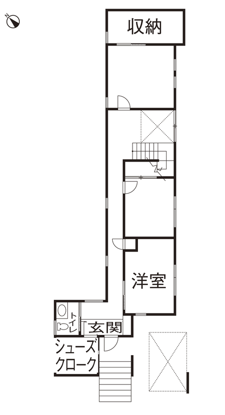 一級建築士事務所　和工務店 【全棟気密測定/世田谷区/40坪台/間取り】「家時間」の質を高めた、南リゾート風のおしゃれな住まいの間取り図（4LDK）1階