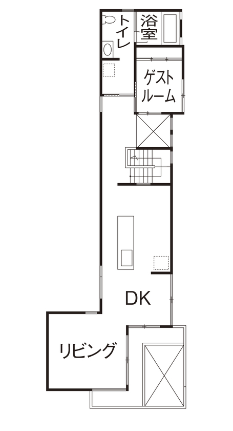 一級建築士事務所　和工務店 【全棟気密測定/世田谷区/40坪台/間取り】「家時間」の質を高めた、南リゾート風のおしゃれな住まいの間取り図（4LDK）2階