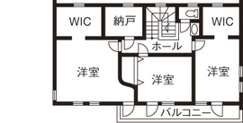 Vie house  童話のようなアンティーク感　インナーガレージのある家の間取り図（4LDK）２階