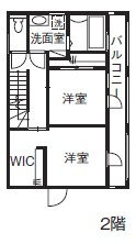Vie house  都会的な外観と融合する自然素材の温もりを感じる住まいの間取り図（5K以上）2階