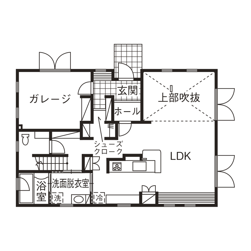 Vie house  住まうほどに愛着が深まるアンティークな空間で、家族の物語を紡ぐ家の間取り図（3LDK）1階