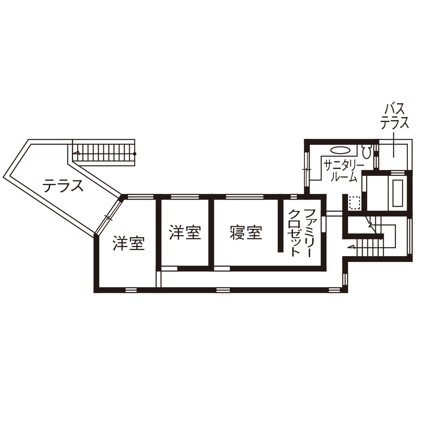 ミューズの家 【ライトコート|ペットと暮らす】内と外をつなぐ回遊動線が、家族のこころを開放し、安心を紡ぐの間取り図（3LDK＋ワークスペース）２階
