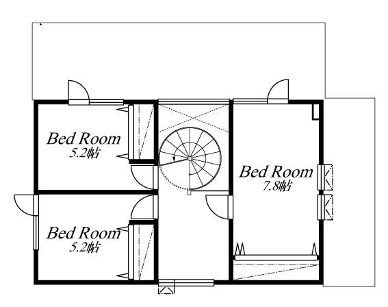 AD設計室 【札幌市/4LDK/吹き抜け】１階2階を繋ぐダイナミックならせん階段の家の間取り図（4LDK）2階