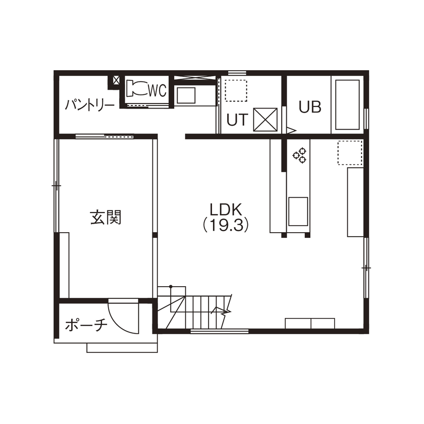 リヨ・デ・ホーム 「カフェを開くのもいいよね」ふたりの夢が楽しく広がる家の間取り図（3LDK）１階