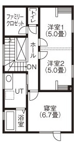 リヨ・デ・ホーム 【3LDK間取図/北広島市/住み始めて2年】一から家づくりを教わって新築、素材の質感にこだわって正解の間取り図（3LDK）2階