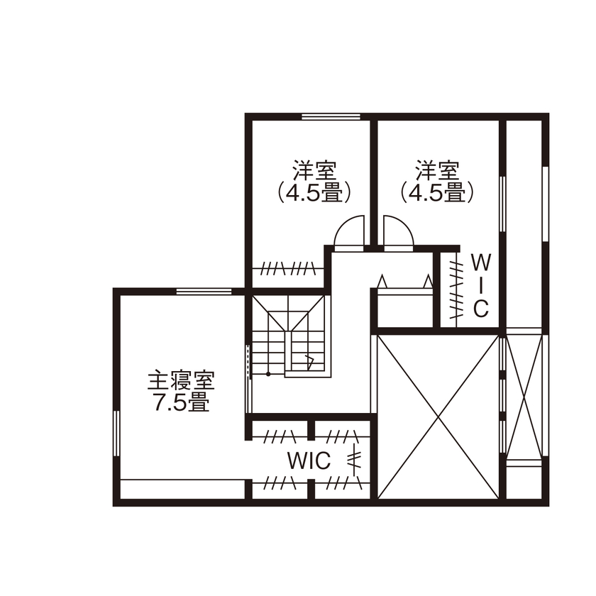 グラッソ一級建築士事務所 【間取図有|ジャパンディスタイル|ビルトインガレージ】まずは、常識から考え直そう。それが本当の注文住宅の間取り図（3LDK）2階