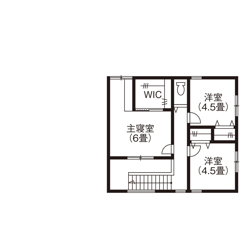 グラッソ一級建築士事務所 【2000万円後半｜間取図有｜北欧モダンスタイル｜車寄せ】暮らしを豊かにしてくれた、設計者からの提案の間取り図（3LDK）2階