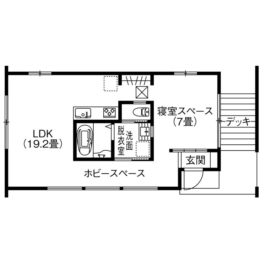 LIMINI 【1000万円台×平屋/16坪/間取り図有】インテリアを思いきり楽しむ。ショーケースのようなガラス張りの平屋の間取り図（1LDK）1階